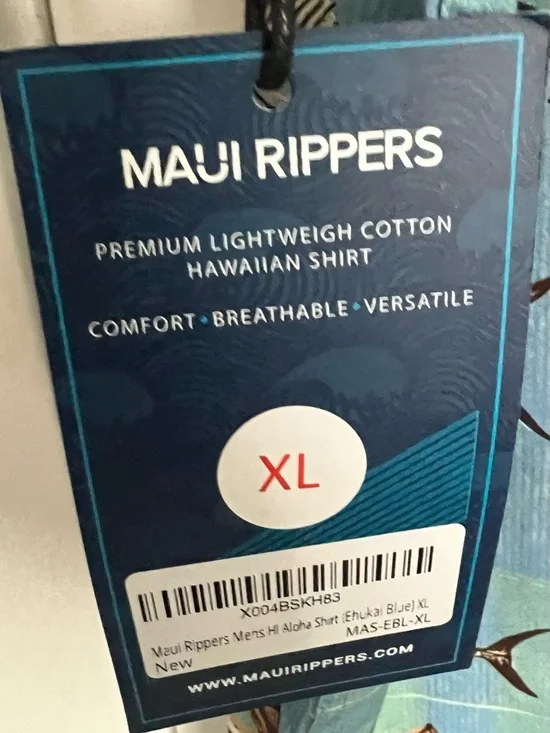 👉 Maui Rippers Aloha Shirt XL Blue Fish Print Hawaiian Button Up Gamefish NWT - Picture 9 of 9